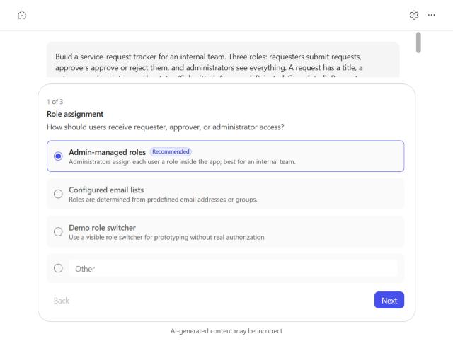 The first clarifying question about role assignment