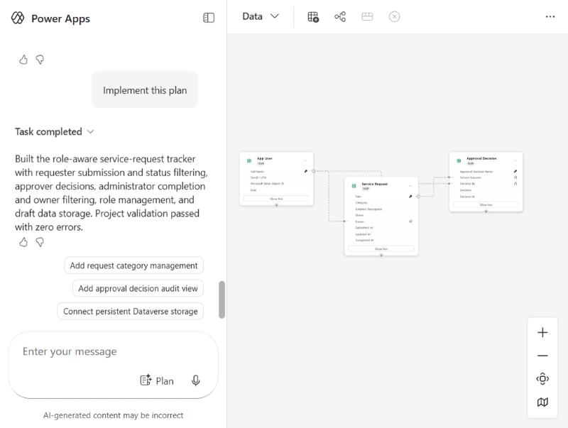 The data view with the draft tables